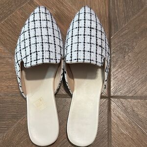 SHEIN Black and White Checkered Mules